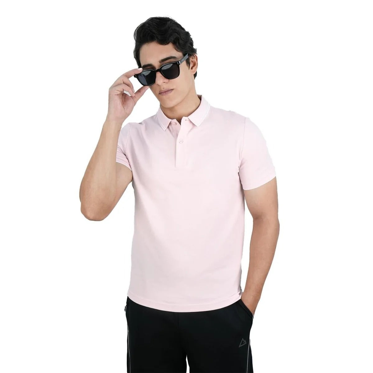 Cotton/Lycra Pique Flat Knitted Collar Short Sleeve Slim Solid Polo