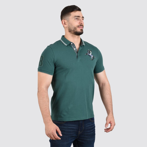 Cotton/Lycra Pique Knitted Collar Short Sleeve Slim Embroidery Bold Polo