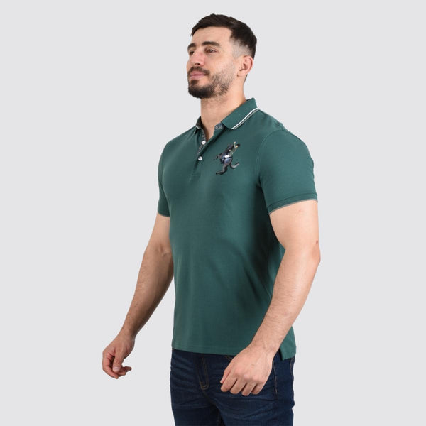 Cotton/Lycra Pique Knitted Collar Short Sleeve Slim Embroidery Bold Polo