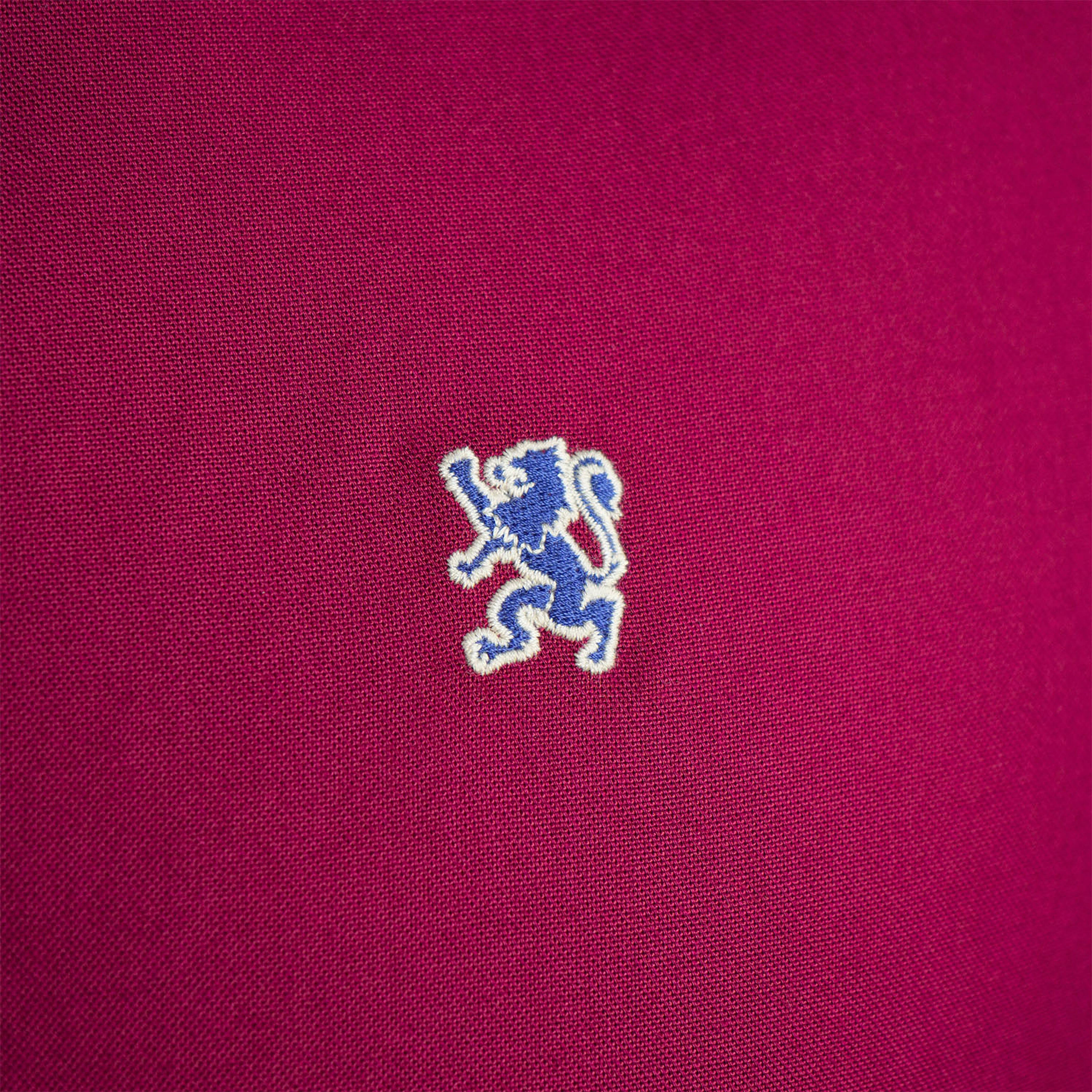 قميص قطني أكسفورد بأكمام طويلة وقصة ضيقة مطرزة، قابل للغسل