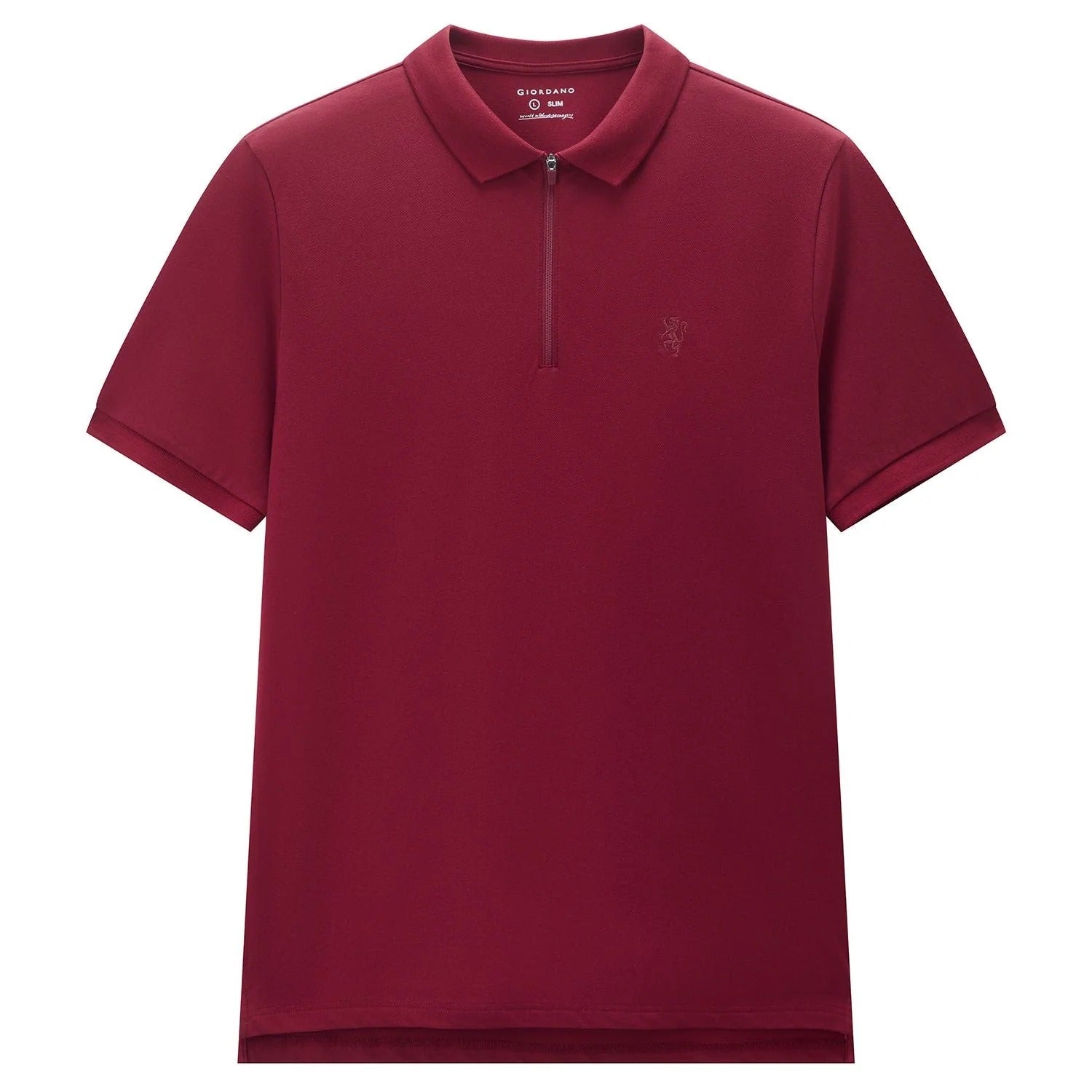Men's Slim Fit Small Lion Zipper Polo
