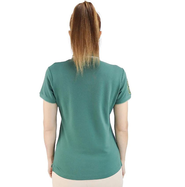 Women's Cotton/Lycra Pique Knitted Collar Short Sleeve Classic Slim Embroidery Bold Polo