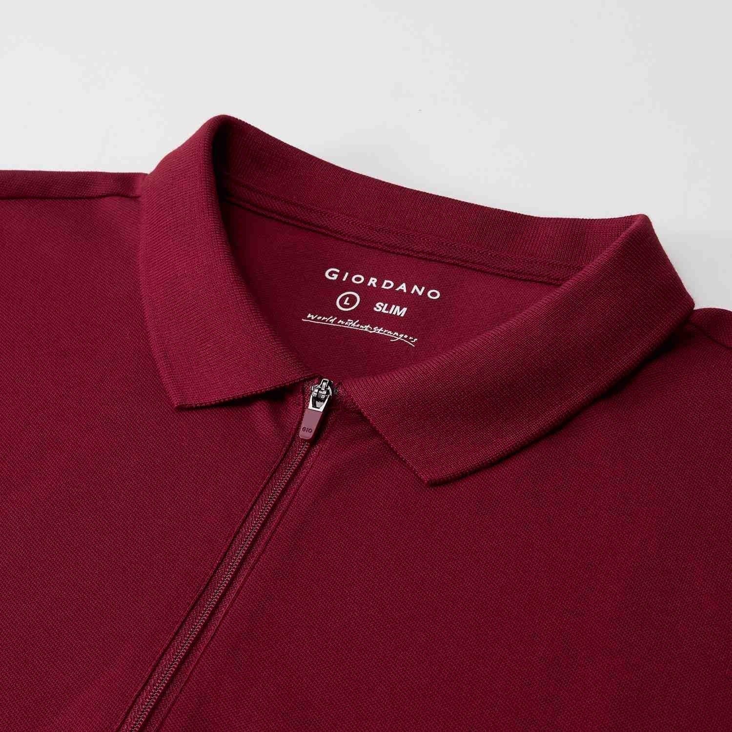 Men's Slim Fit Small Lion Zipper Polo