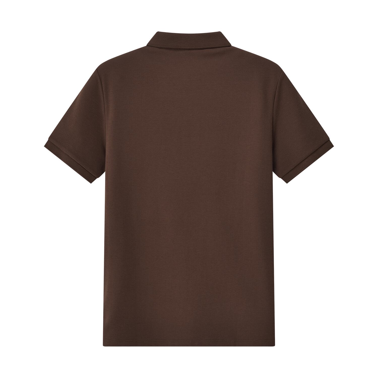 قميص بولو سادة بأكمام قصيرة، مصنوع من القطن/البوليستر/الإيلاستين، بنمط وافل، وياقة مسطحة محبوكة.