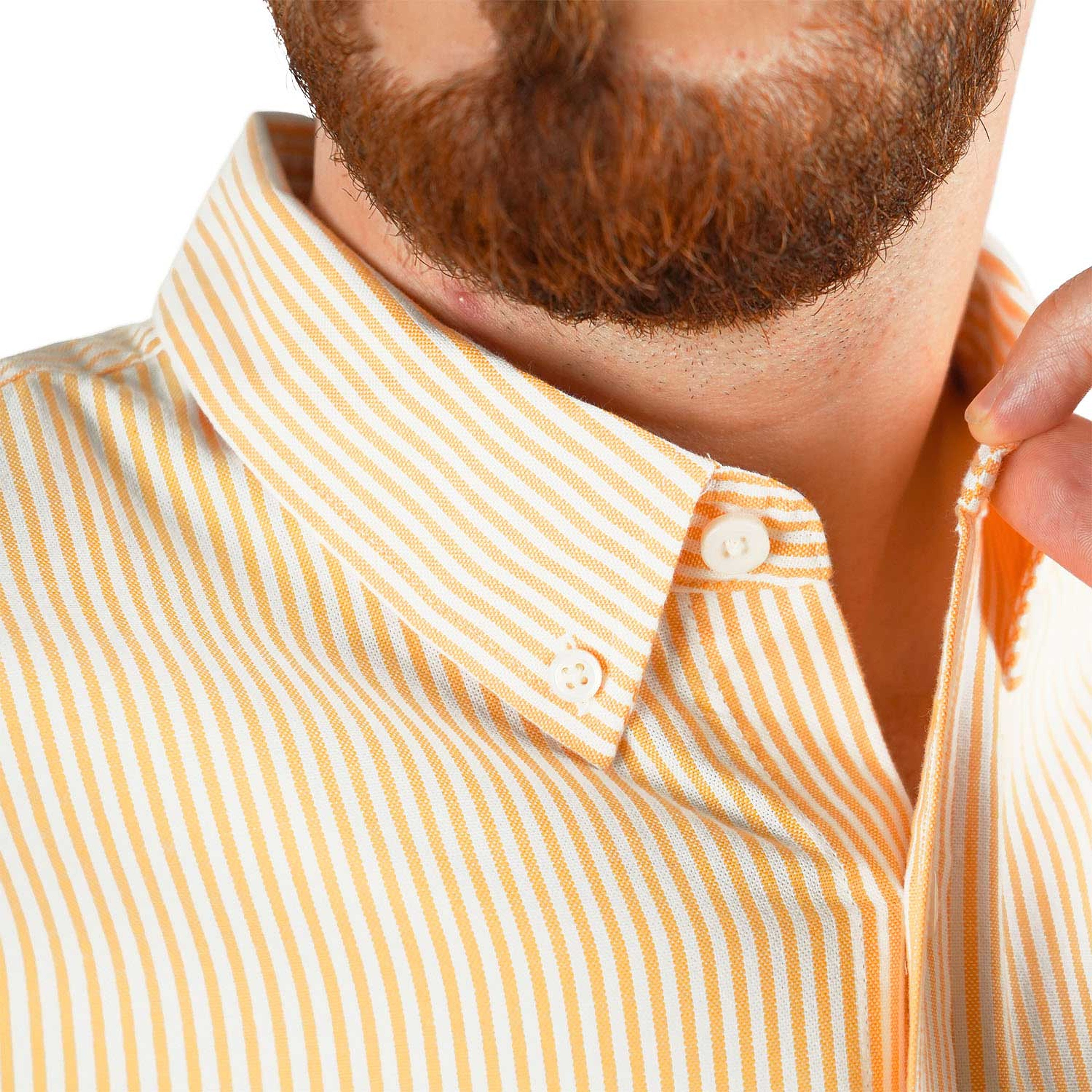 قميص قطني أكسفورد بأكمام طويلة وقصة ضيقة مطرزة، قابل للغسل