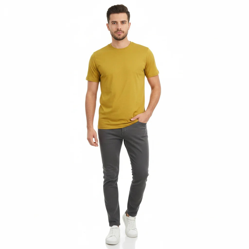 Cotton Jersey Crewneck Short Sleeve Slim Tee