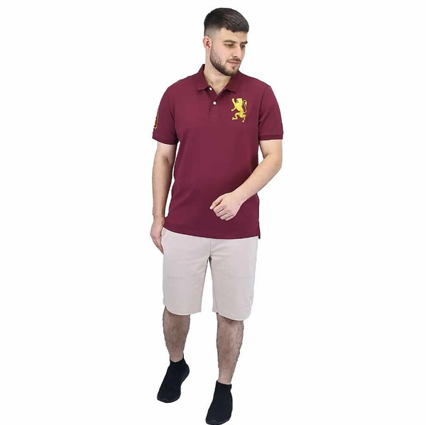 Cotton/Lycra Pique Knitted Collar Short Sleeve Slim Embroidery Bold Polo