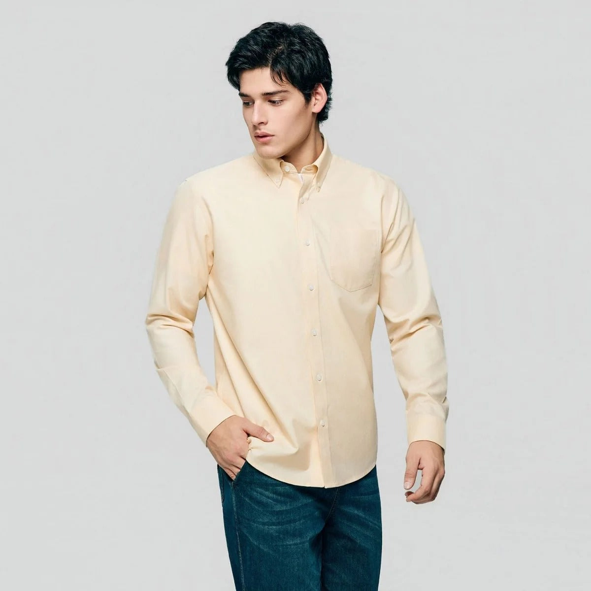 Men's Cotton Long-Sleeve Wrinkle-Free Shirt (Premium)