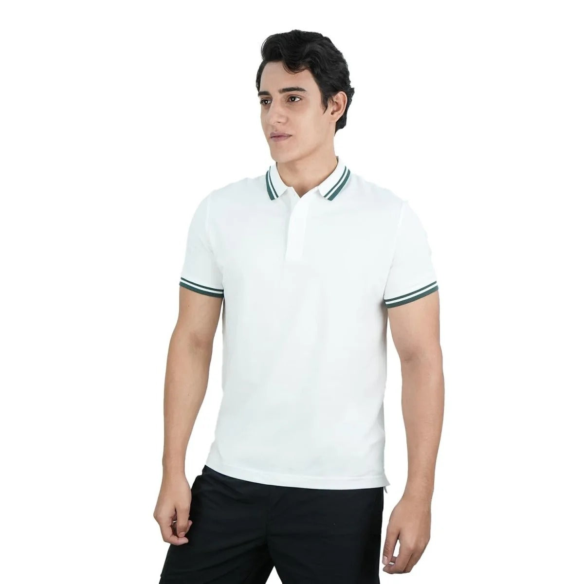 Cotton/Lycra Pique Flat Knitted Collar Short Sleeve Slim Solid Polo