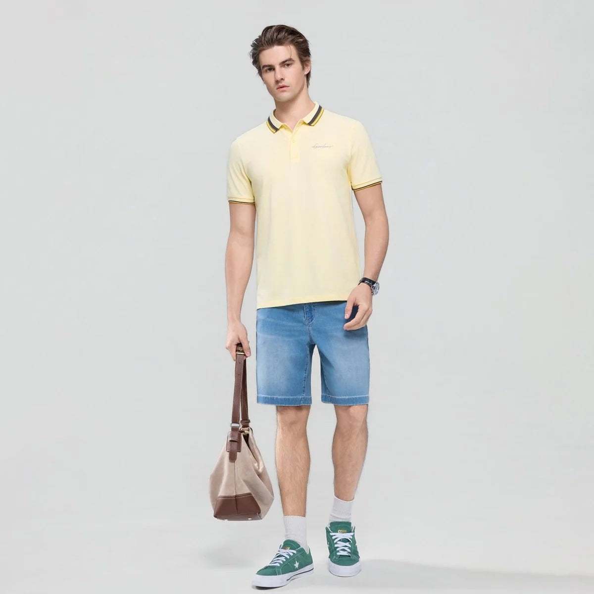 Men's Slim Pique Polo With Contrast Collar & Signature Embroidery