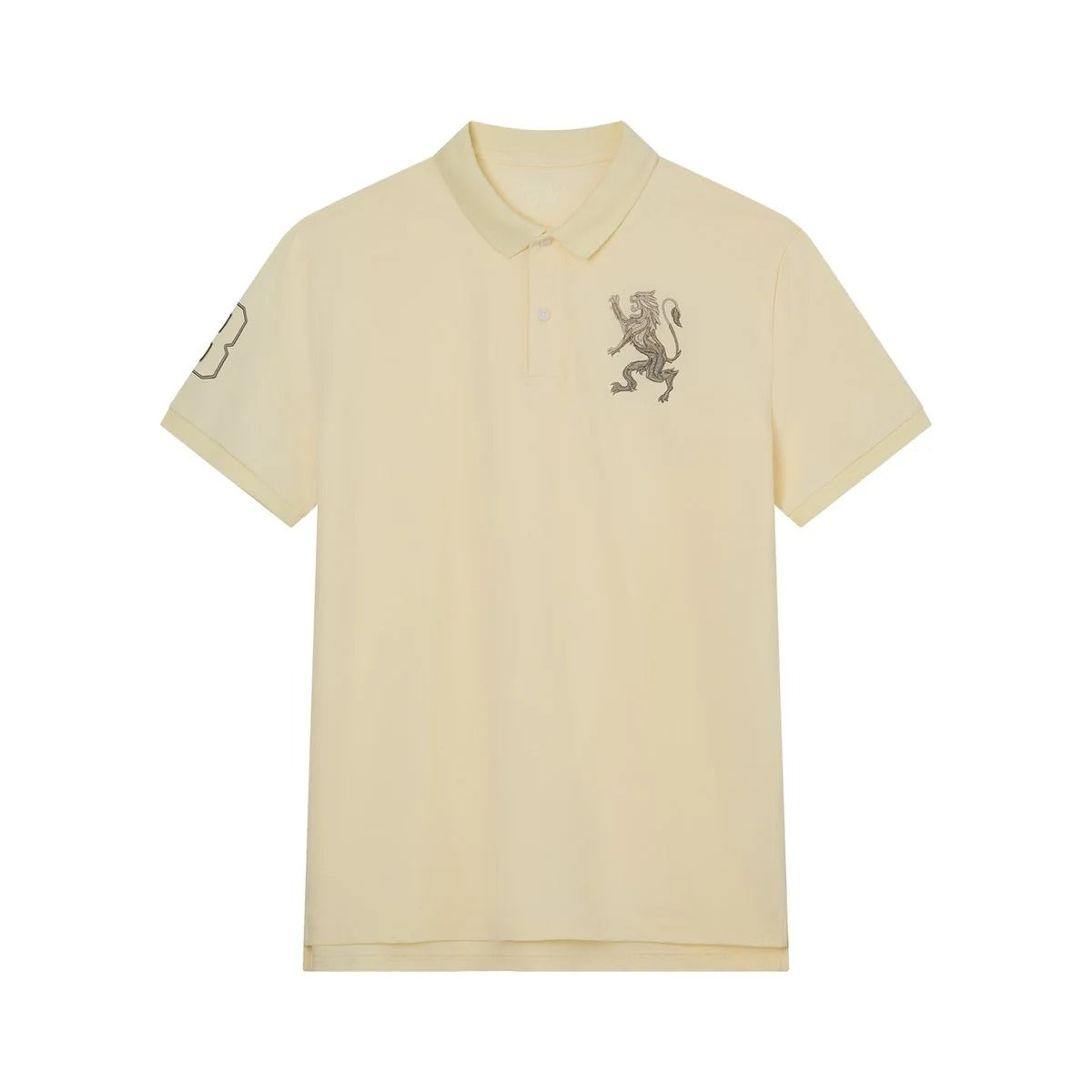 Men's Slim Fit 3D Lion Embroidery Lycra Pique Polo