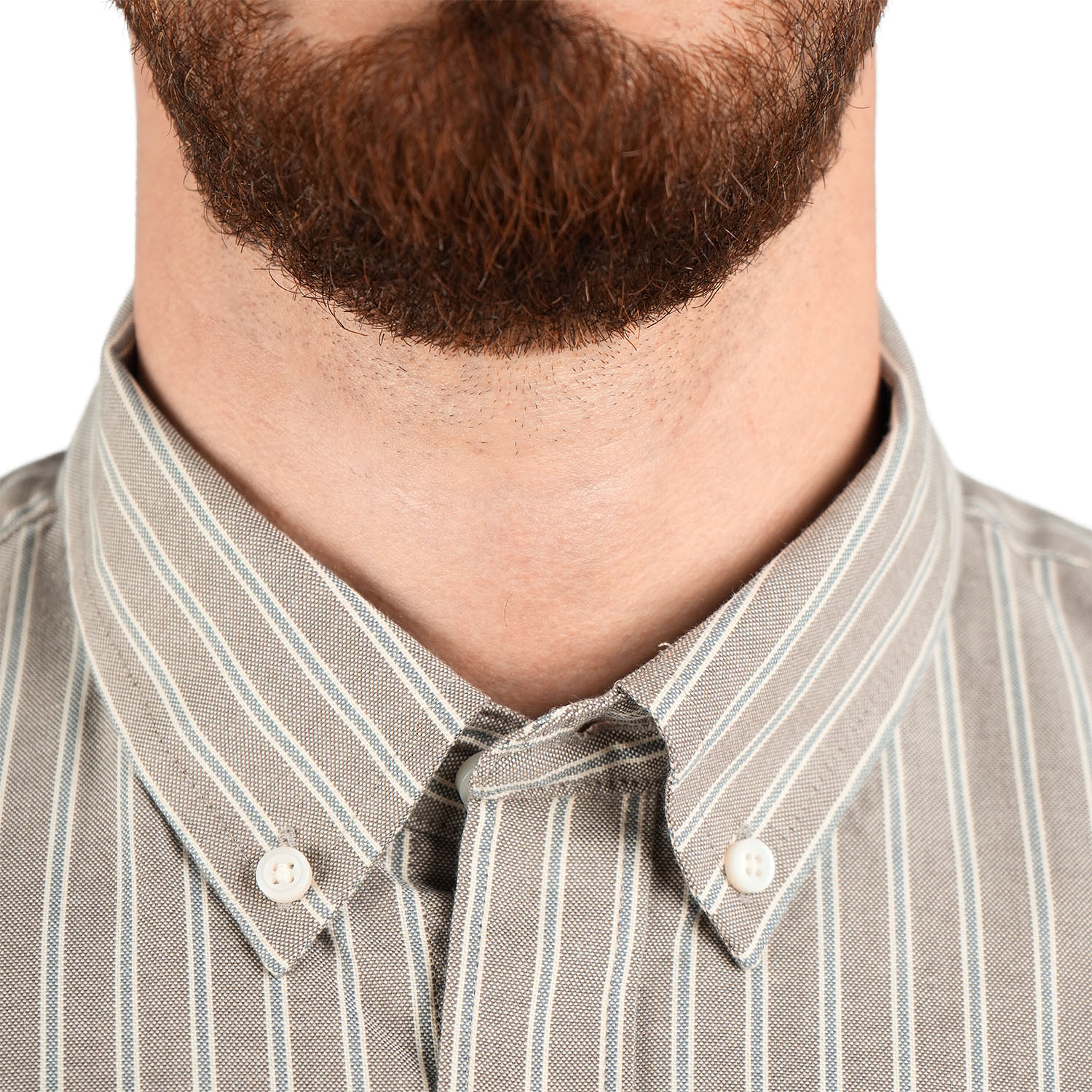 قميص قطني أكسفورد بأكمام طويلة وقصة ضيقة مطرزة، قابل للغسل