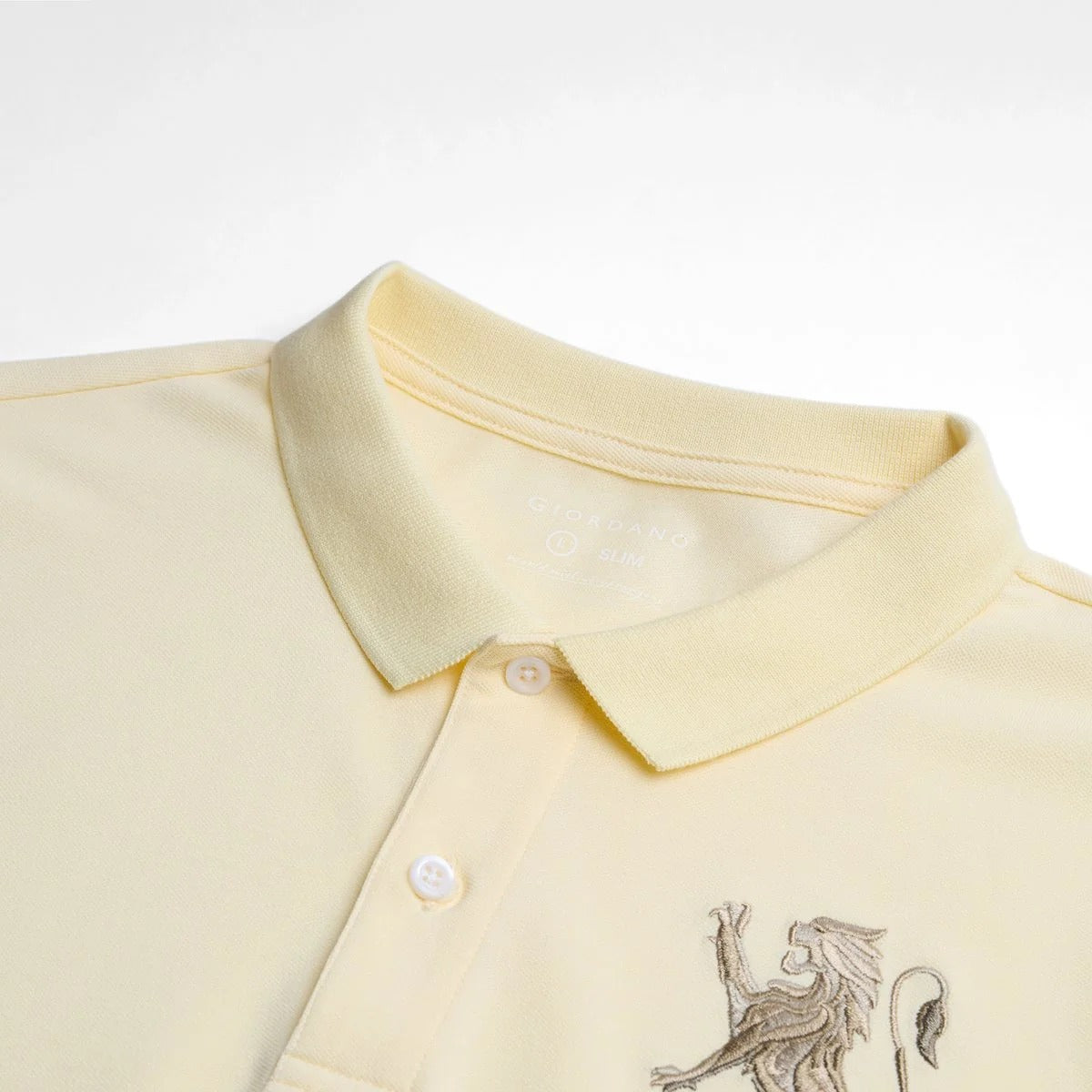 Men's Slim Fit 3D Lion Embroidery Lycra Pique Polo