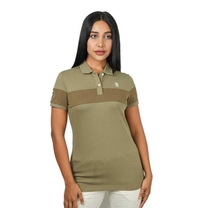 Women Cotton/Lycra Pique Flat Knitted Collar Short Sleeve Classic Slim Embroidery Polo