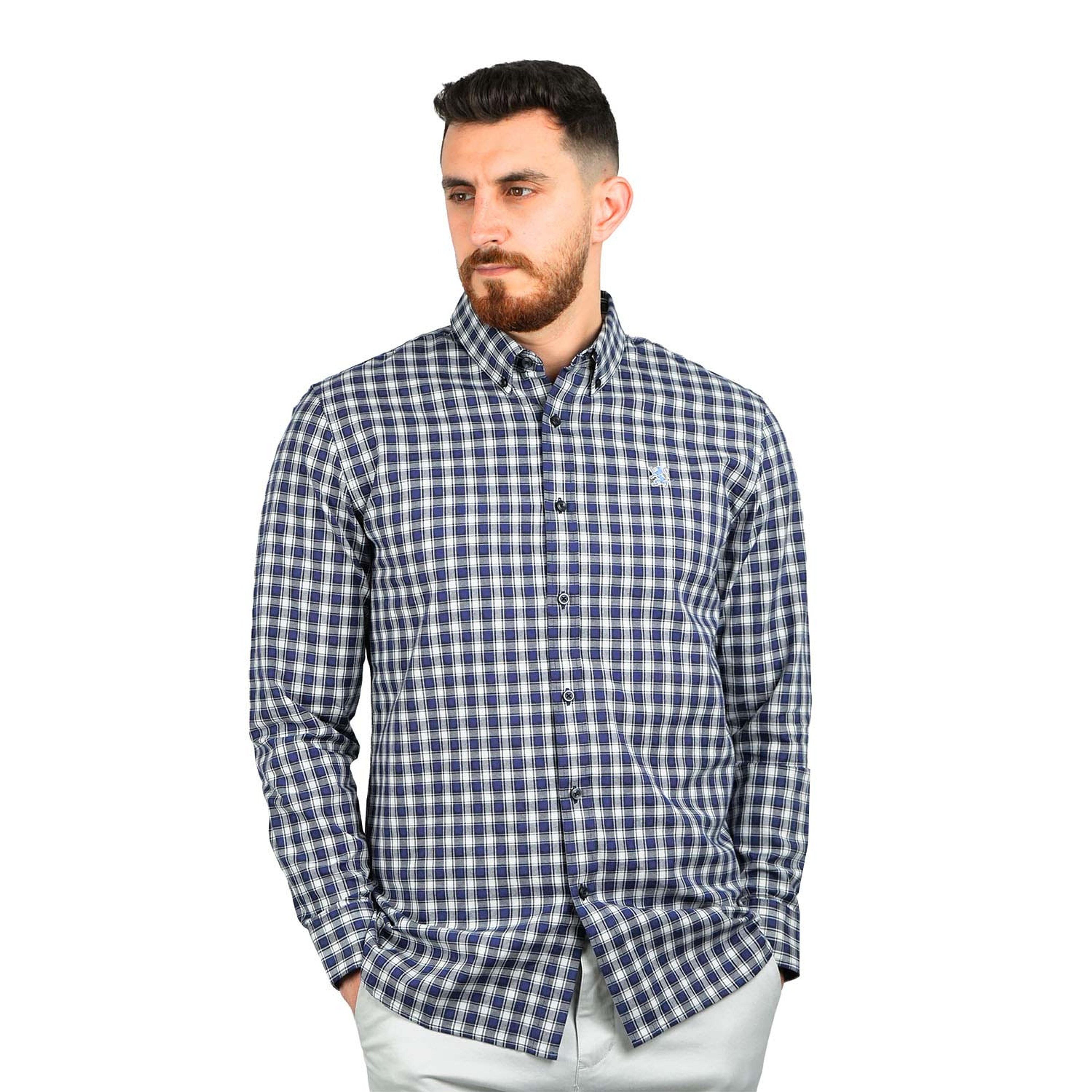 Cotton Oxford Long Sleeve Slim Embroidery Garment Wash Shirt