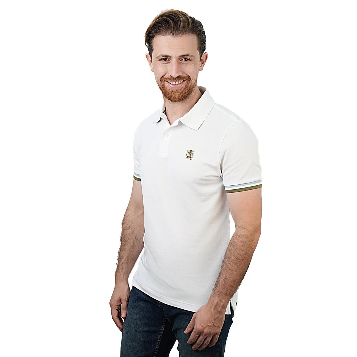 Cotton Pique Flat Knitted Collar Short Sleeve Slim Embroidery Solid Polo