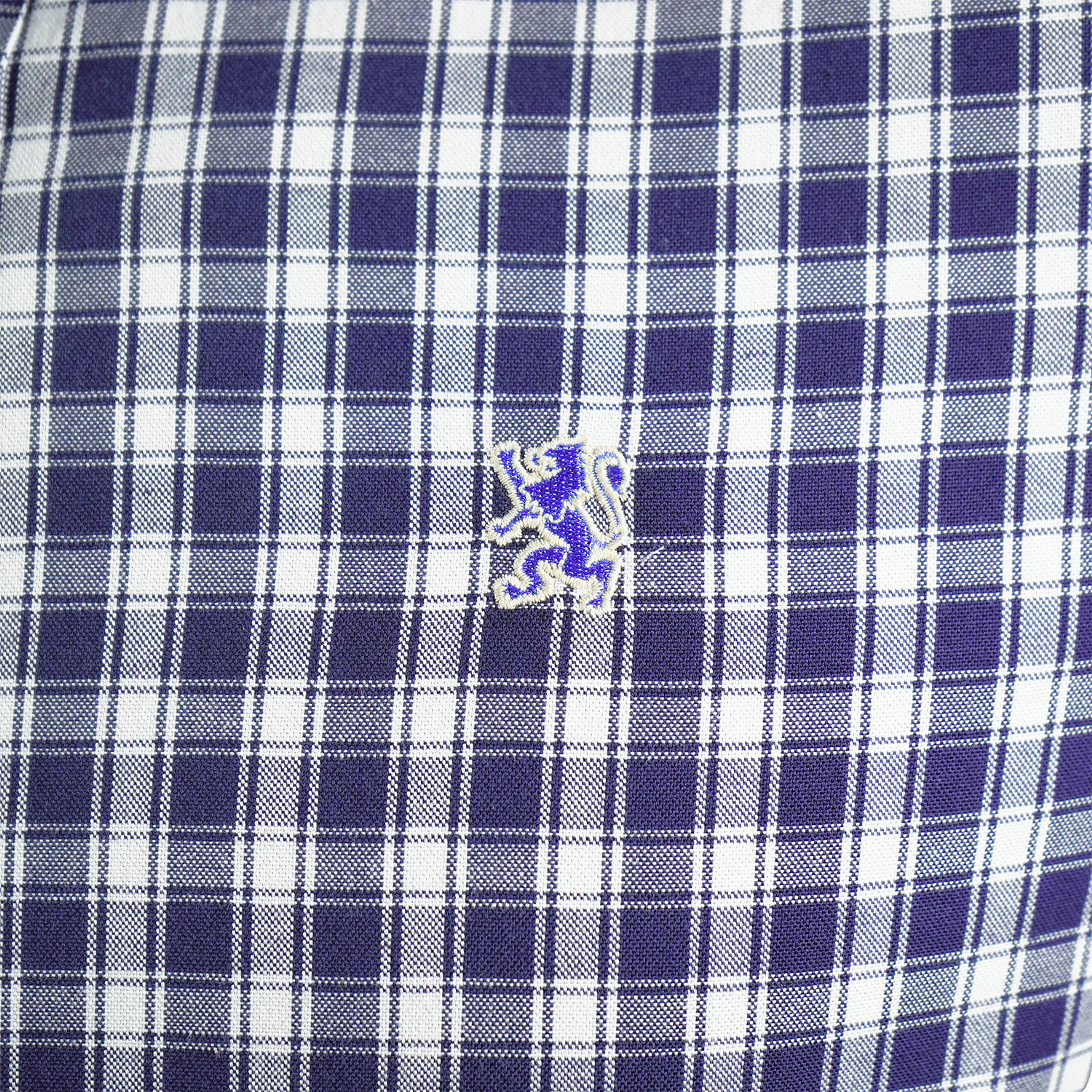 قميص قطني أكسفورد بأكمام طويلة وقصة ضيقة مطرزة، قابل للغسل