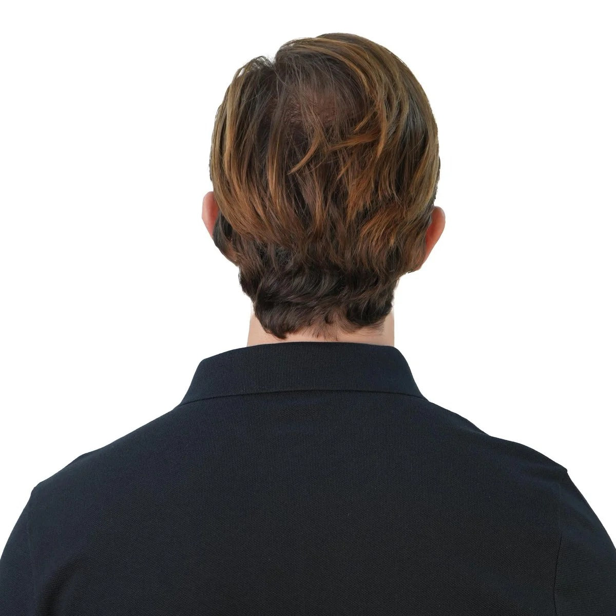 قميص بولو قطني بيكيه بياقة محبوكة مسطحة وأكمام قصيرة وقصة ضيقة مطرزة بلون سادة