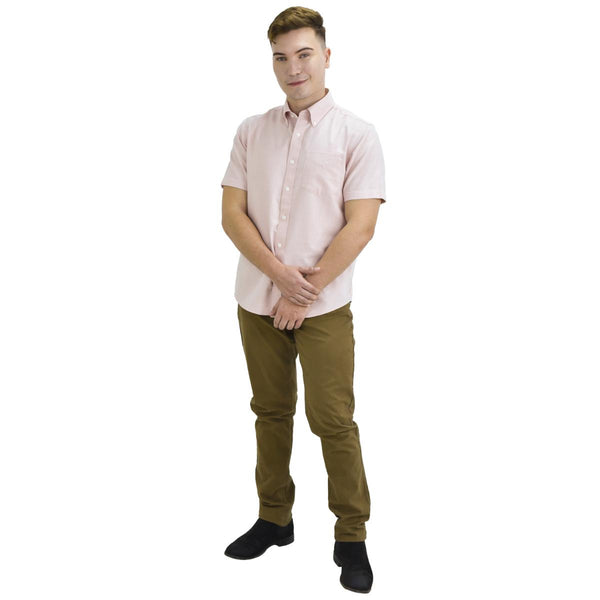 Cotton/Spandex Rise Regular Tapered Khakis (180 Elastic Waist band)