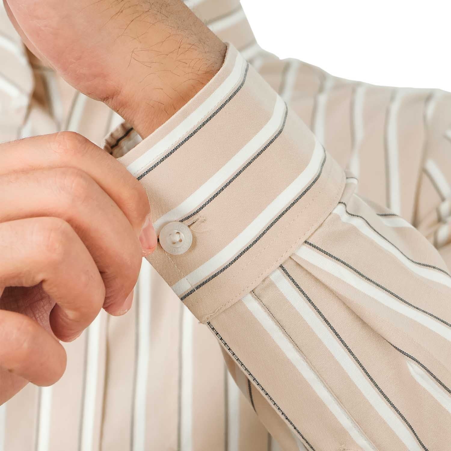 Cotton Wrinkle Free Long Sleeve Regular Button Front Garment Wash Shirt