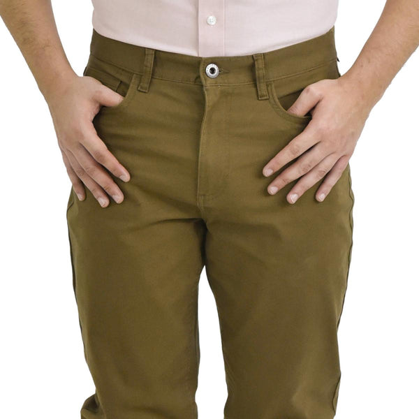 Cotton/Spandex Rise Regular Tapered Khakis (180 Elastic Waist band)