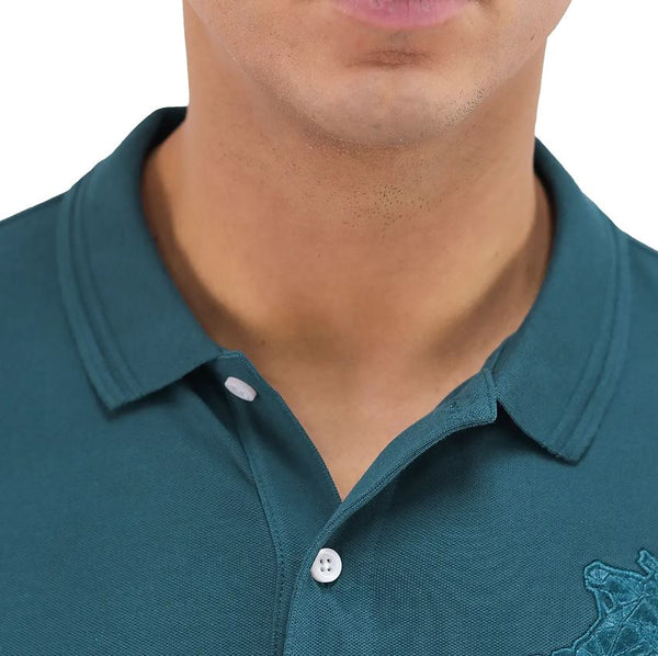 Cotton/Lycra Pique Knitted Collar Short Sleeve Slim Embroidery Bold Polo