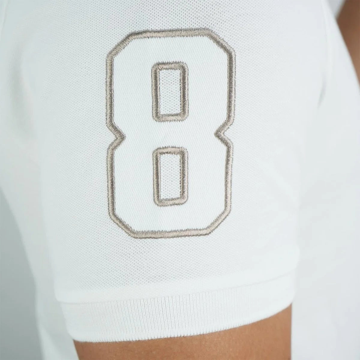 Cotton/Lycra Pique Flat Knitted Collar Short Sleeve Slim Embroidery Napoleon Polo