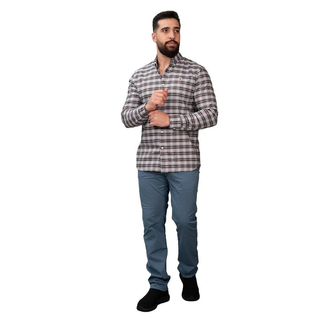 قميص أكسفورد رجالي بنقشة الأسد