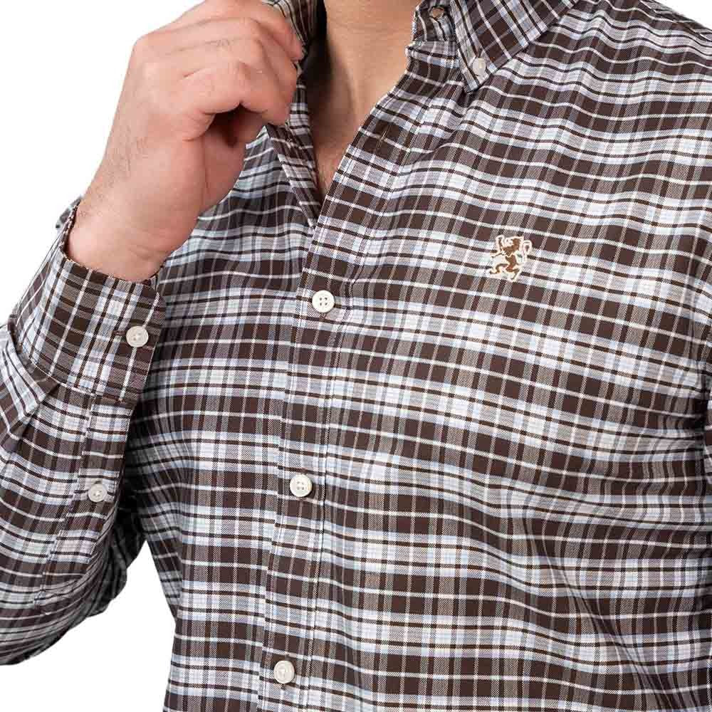 قميص أكسفورد رجالي بنقشة الأسد