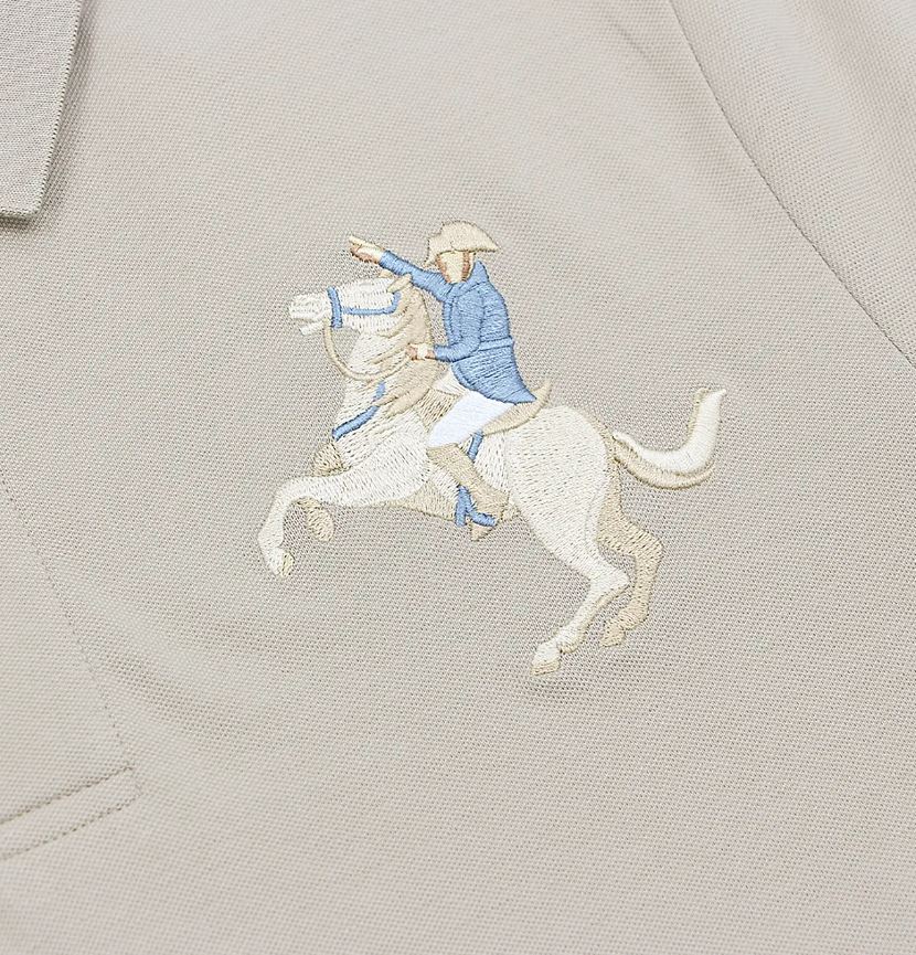 Cotton/Lycra Pique Knitted Collar Short Sleeve Slim Embroidery Bold Polo