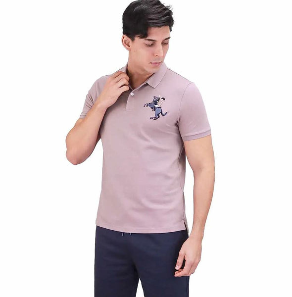 Cotton/Lycra Pique Knitted Collar Short Sleeve Slim Embroidery Bold Polo