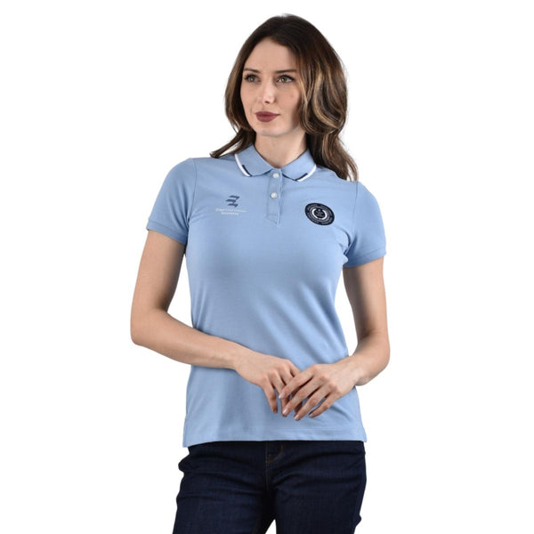 Women Cotton/Lycra Pique Knitted Collar Short Sleeve Classic Slim Polo