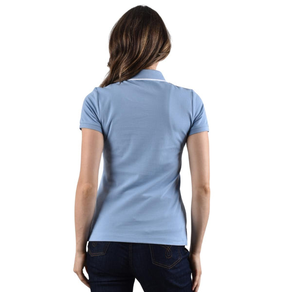 Women Cotton/Lycra Pique Knitted Collar Short Sleeve Classic Slim Polo