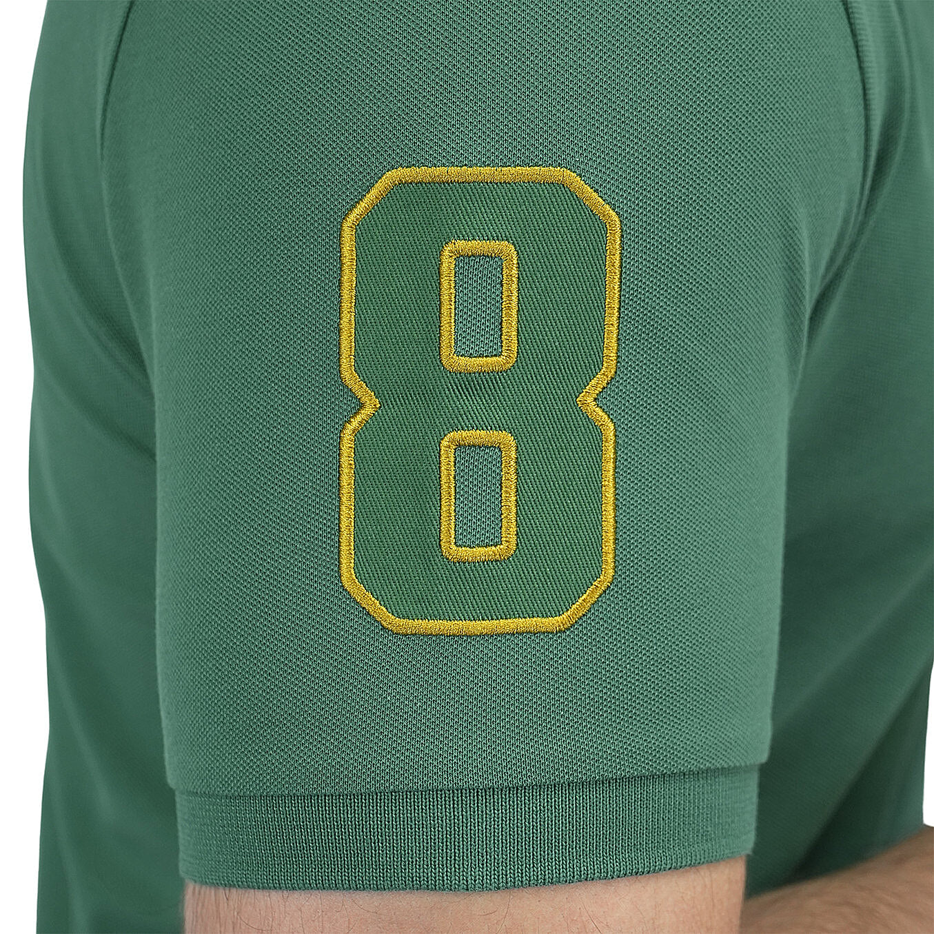 Cotton/Lycra Pique Knitted Collar Short Sleeve Slim Embroidery Bold Polo