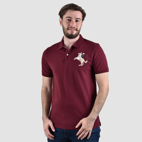 Cotton/Lycra Pique Knitted Collar Short Sleeve Slim Embroidery Bold Polo