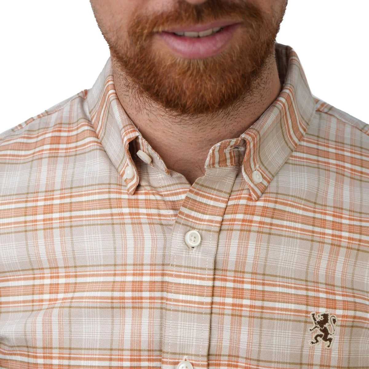 قميص أكسفورد رجالي بنقشة الأسد