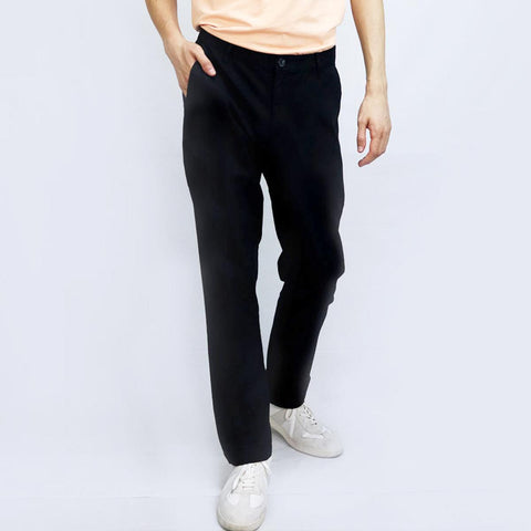 Cotton/Spandex Rise Slim Tapered Elastic Pants