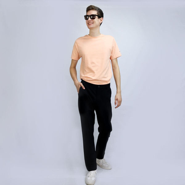 Cotton/Spandex Rise Slim Tapered Elastic Pants