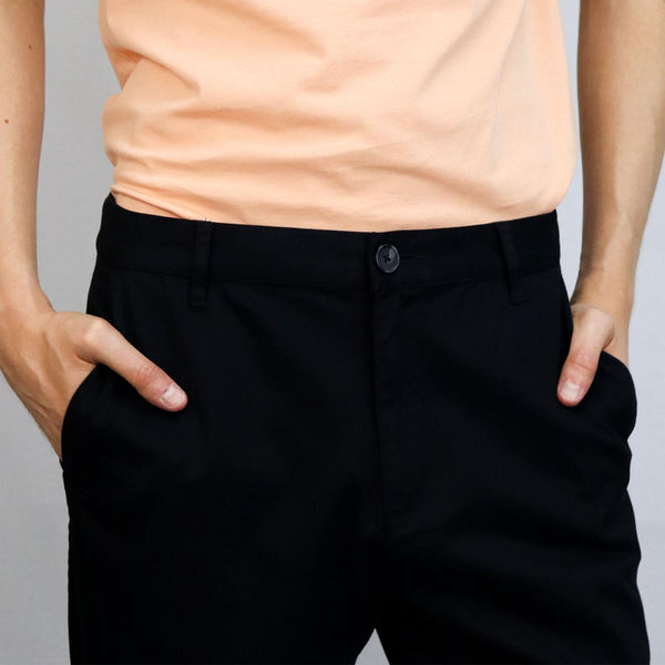 Cotton/Spandex Rise Slim Tapered Elastic Pants