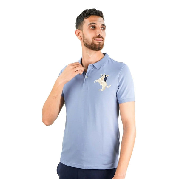 Cotton/Lycra Pique Flat Knitted Collar Short Sleeve Slim Embroidery Napoleon Polo