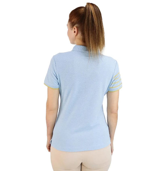 Women Cotton/Lycra Pique Knitted Collar Short Sleeve Classic Slim Embroidery Polo