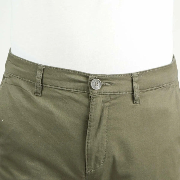 Cotton/Elastane Twill Low Rise Tapered Elastic Waist Khakis