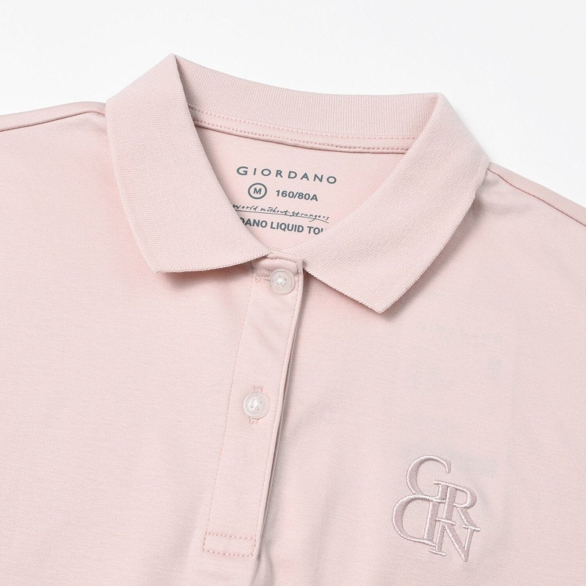 قميص بولو نسائي من القطن المتشابك، بياقة مسطحة محبوكة، وأكمام قصيرة مطرزة، بلون سادة