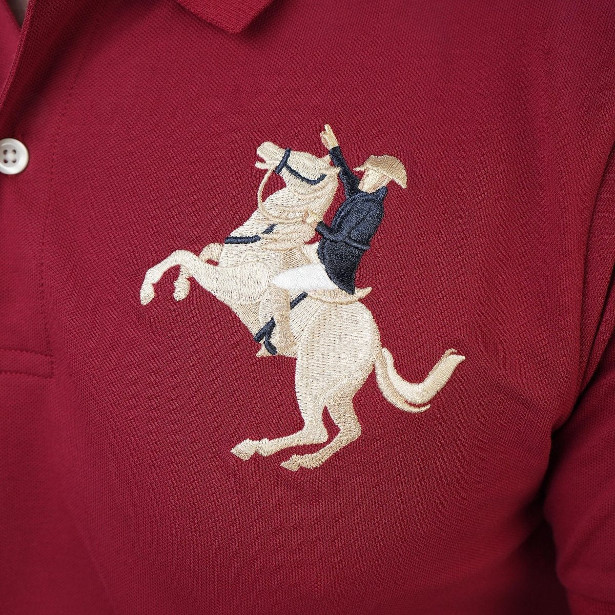 Cotton/Lycra Pique Flat Knitted Collar Short Sleeve Slim Embroidery Napoleon Polo