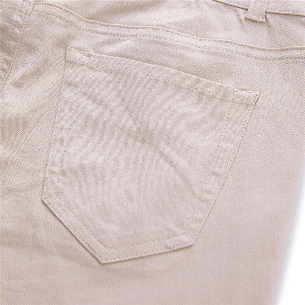 بنطلون نسائي ضيق بخصر مطاطي 180 مم، مصنوع من القطن والإيلاستين، بقصة ضيقة وجيب.